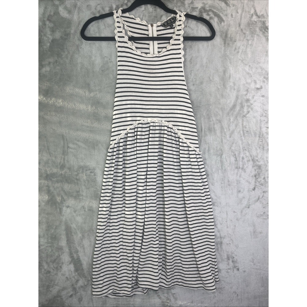 Pol Dress Womens Small Black White Striped Sleeveless Shift Flowy Dress‎ Summer